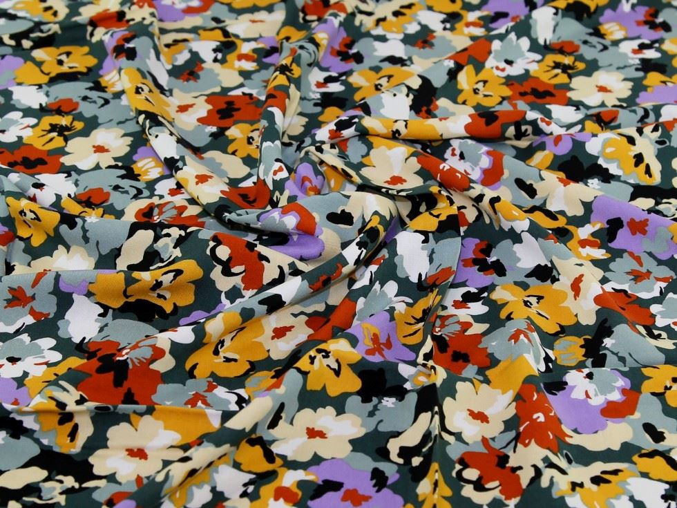 Green Deadstock Viscose Challis Fabric