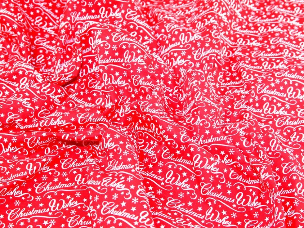 Red Printed Polycotton Fabric