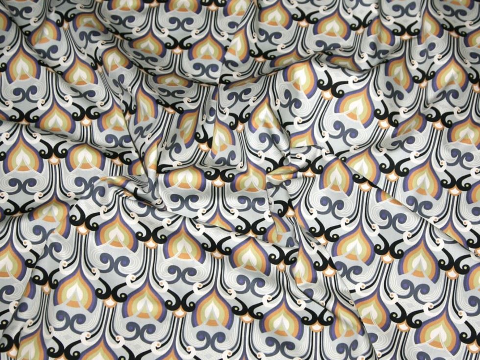 100% Cotton Poplin Fabric Grey & Multicoloured