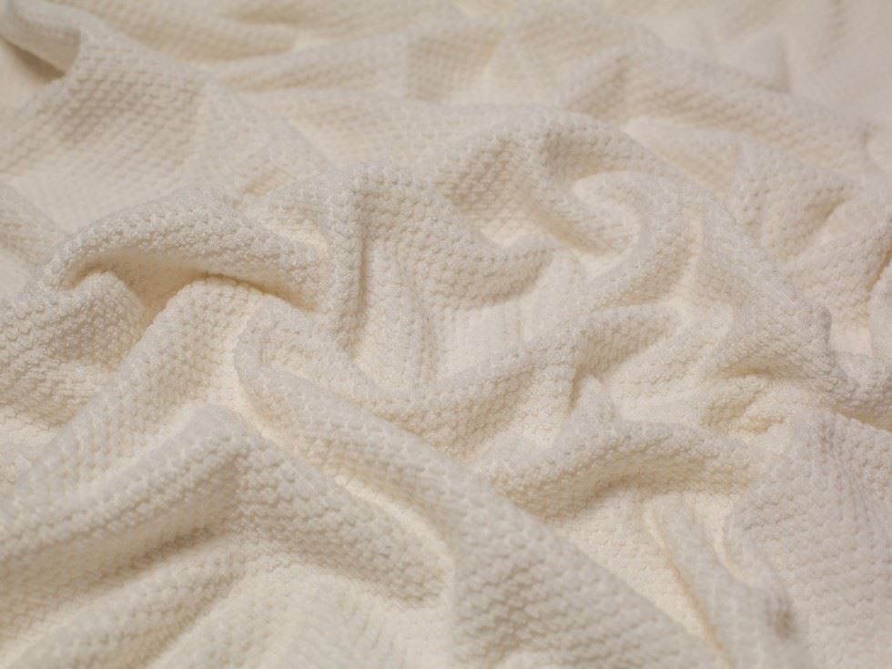 Textured Cotton Towelling Fabric Ivory