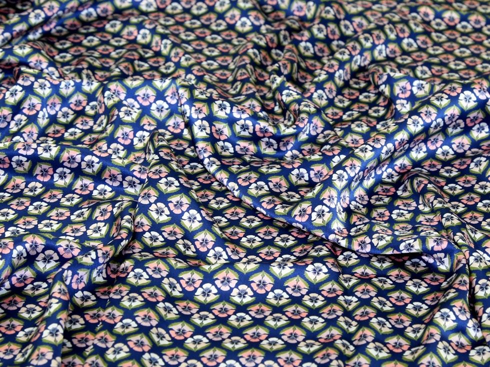Liberty London Blue Miranda Skye Belgravia Silk Satin Fabric