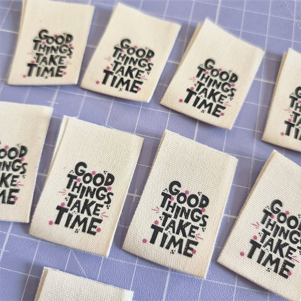 Sew Anonymous Good Things Take Time Cotton Woven Labels
 