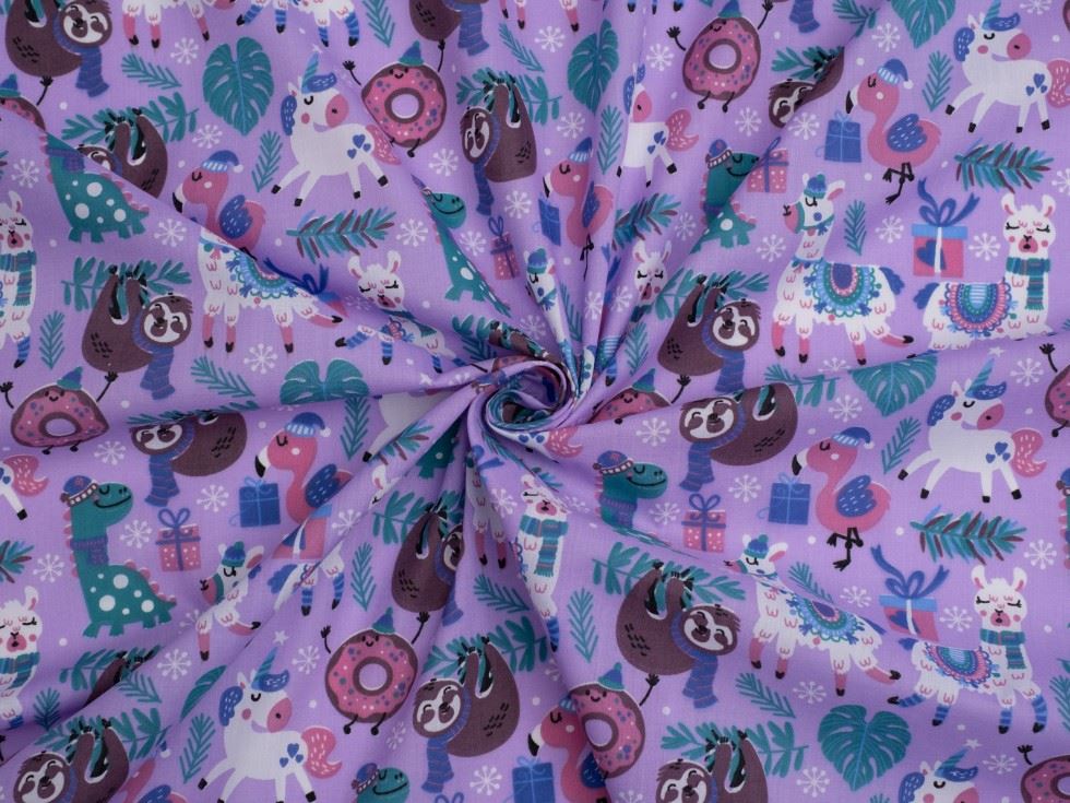 Printed Polycotton Fabric Lilac
 