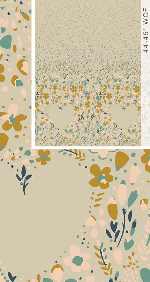 Art Gallery Fabrics Garden Dreamer 100% Cotton Poplin Fabric Love Garden Calm