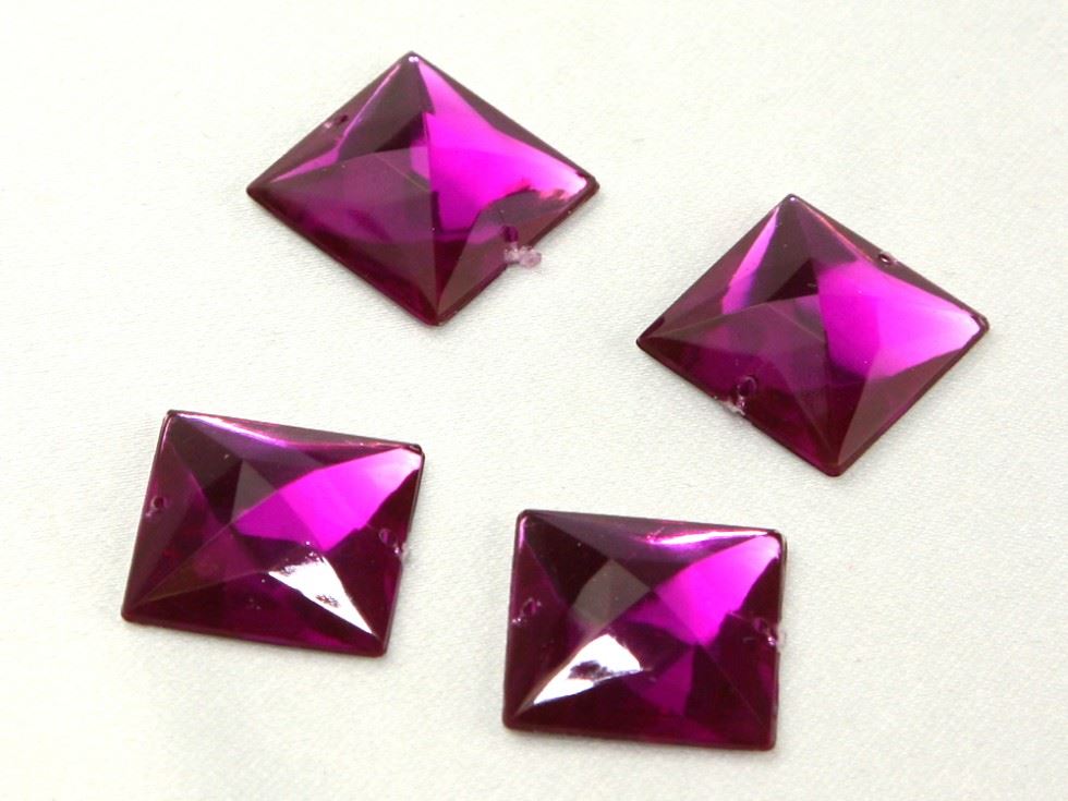 Square Acrylic Jewels Fuchsia Pink
 