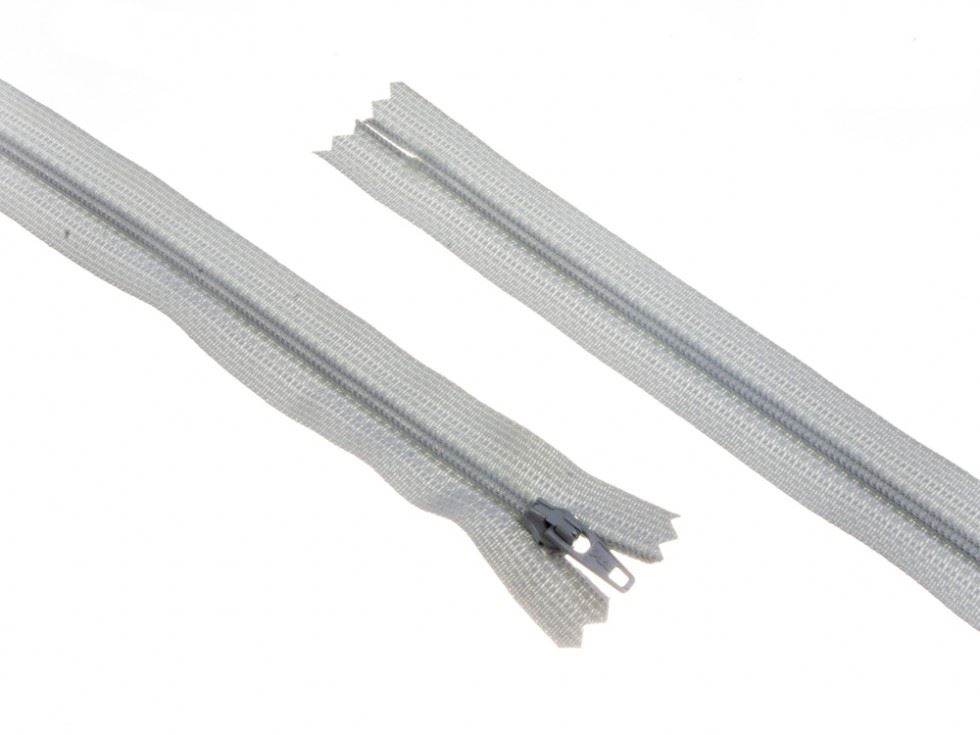 YKK Nylon Closed End Dress Zips Silver Grey