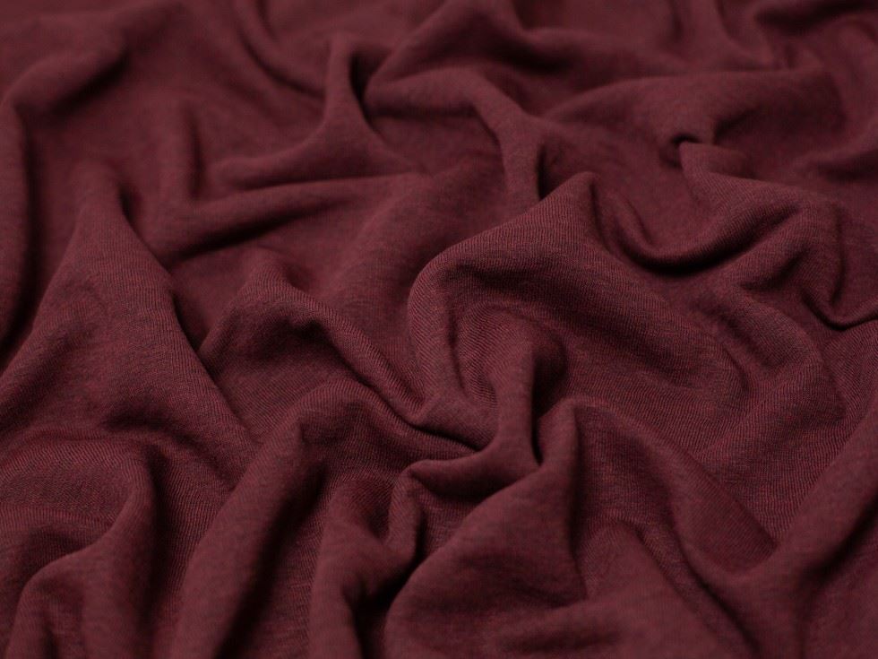 Minerva Core Range Rosewood Melange Polycotton Fleece Back Sweatshirt Stretch Knit Fabric