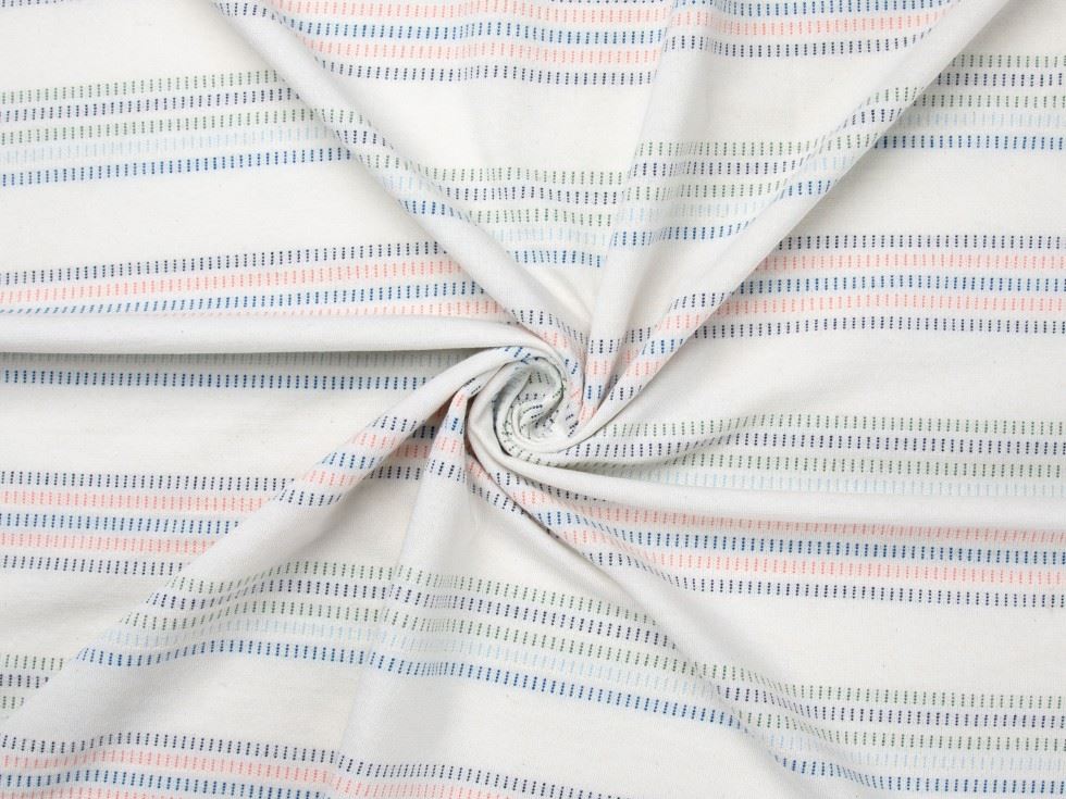 Deadstock Fine Cotton Sweater Knit Stretch Fabric Cream Multi
 