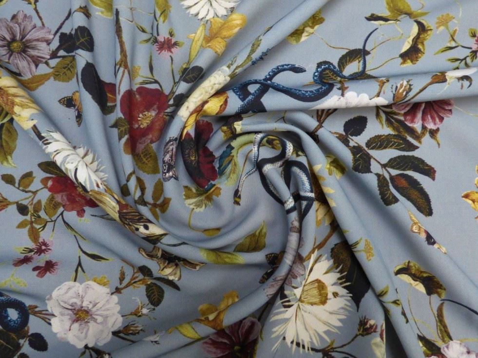 Lady Mcelroy Dusky Blue Lena Crepe Fabric
