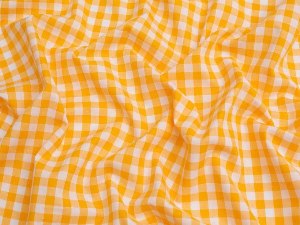 Minerva Core Range Yellow 3/8 Inch Gingham Check Yarn Dyed Cotton Chambray Fabric