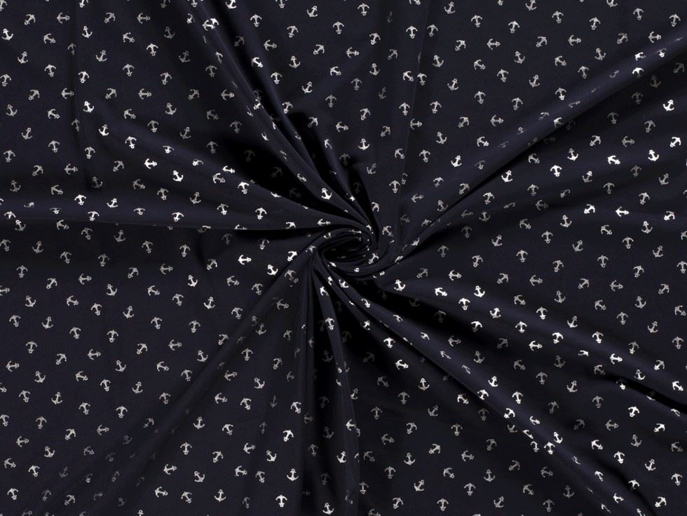 Metallic Cotton Jersey Stretch Knit Fabric Navy
 