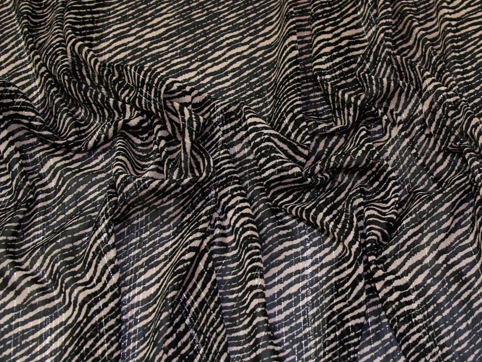 Deadstock Crinkle Sheer Chiffon Fabric Black & Beige
 