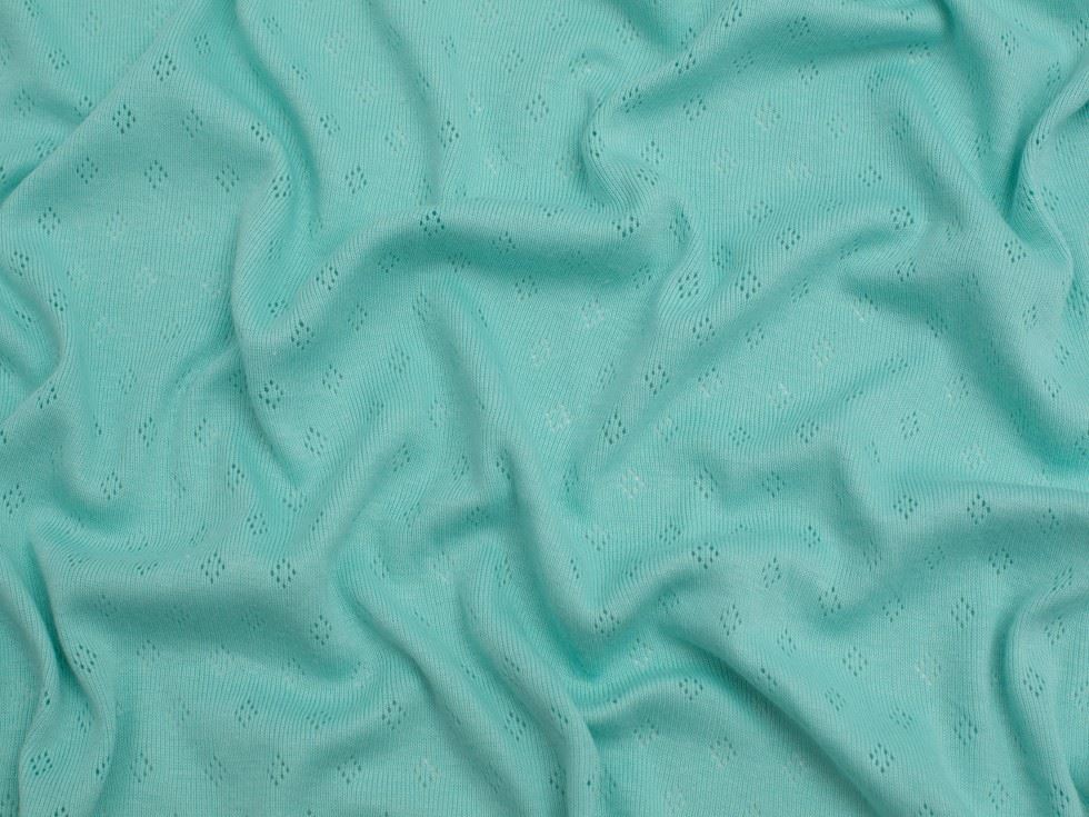 Minerva Core Range Aqua Pointelle Jersey Stretch Knit Fabric
