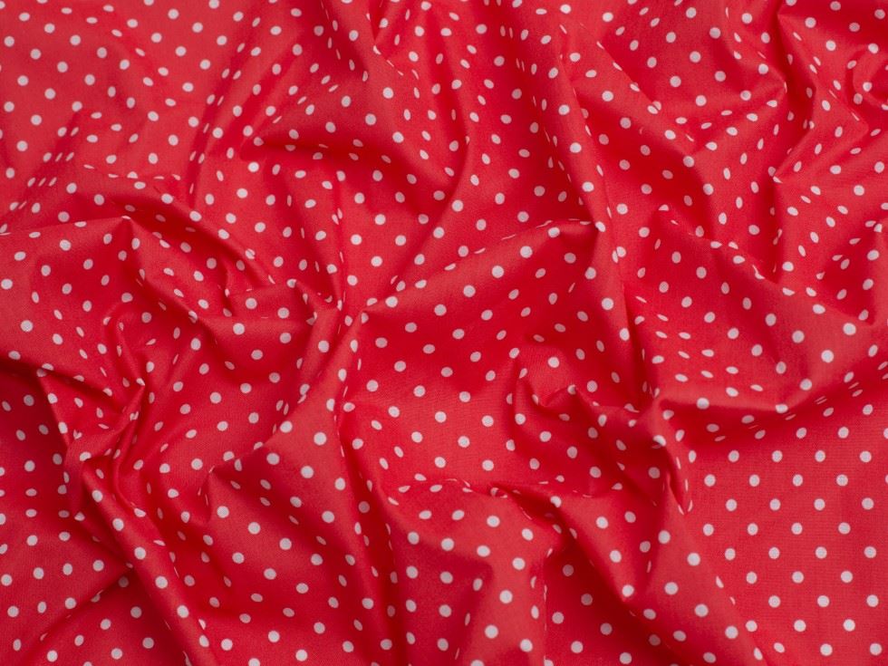 Minerva Core Range Red Printed Polycotton Fabric