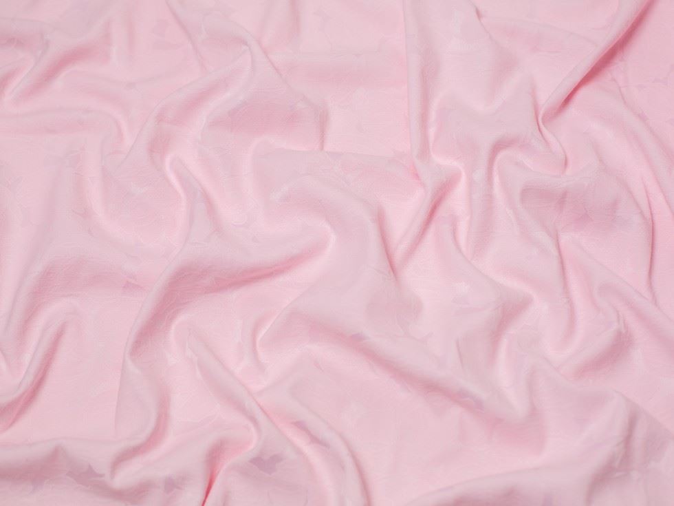 Pink Deadstock Rose Bud Stretch Woven Jacquard Fabric