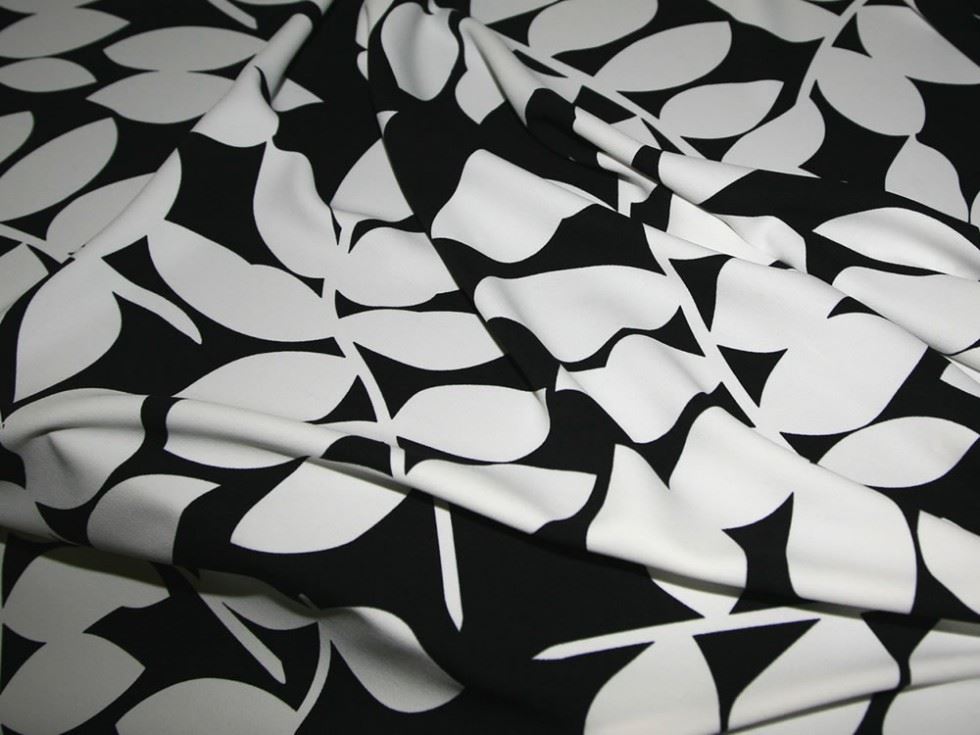 Soft Polyester Crepe Fabric Black/Ivory
 
