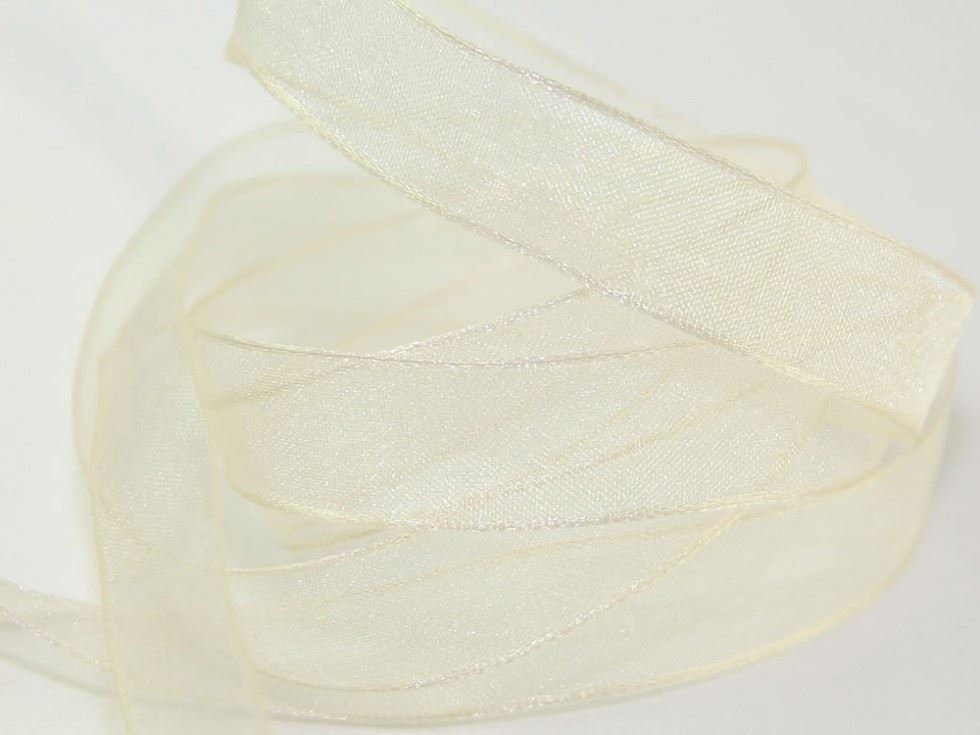 Berisfords Wired Sheer Organza Ribbon 419 Bridal White
 