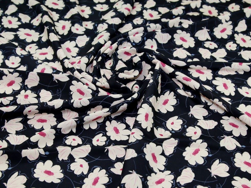John Kaldor Crepe De Chine Fabric Navy Blue
 