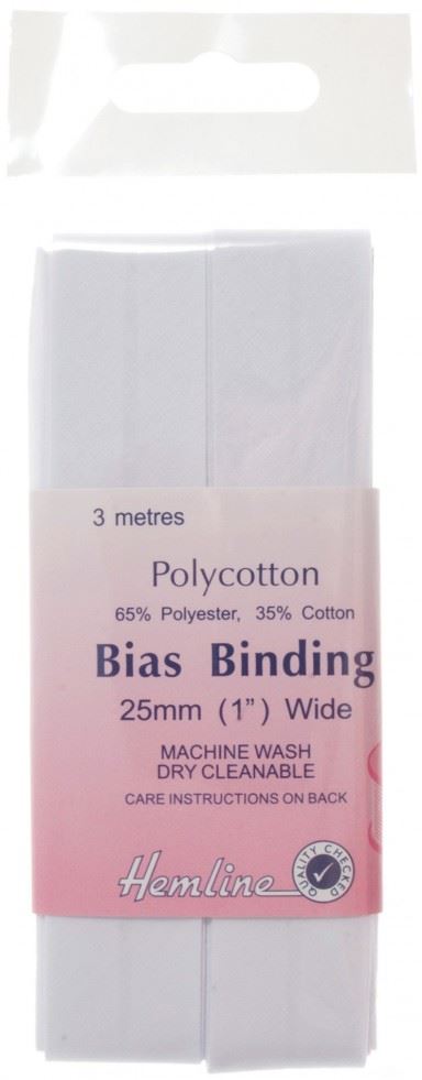Hemline White Polycotton Bias Binding Tape