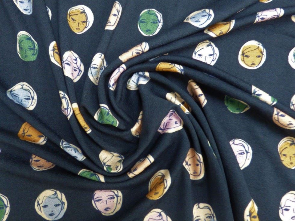 Lady Mcelroy Navy Viscose Crepe Textured Stretch Knit Fabric