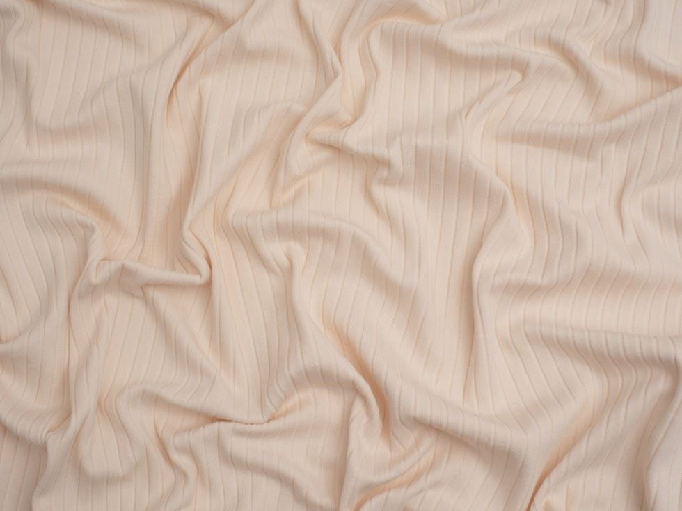Minerva Core Range Baby Soft Cotton Rib Stretch Knit Fabric Ecru
 