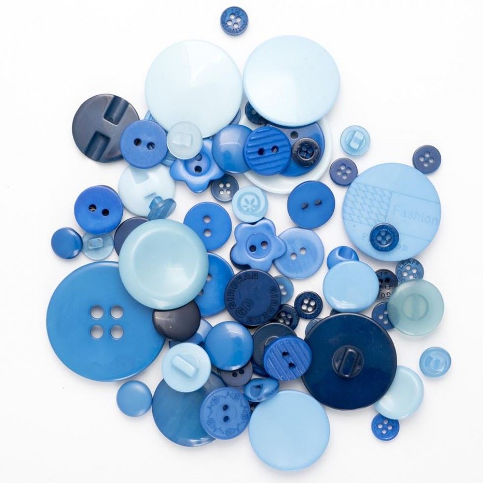 1 Kilo Assorted Buttons Bulk Value Pack Blue
 