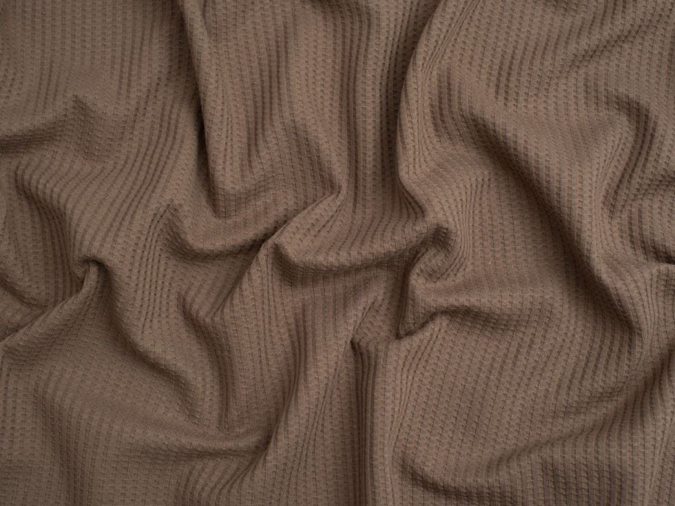 Minerva Core Range Waffle Textured Stretch Knit Fabric Dark Taupe