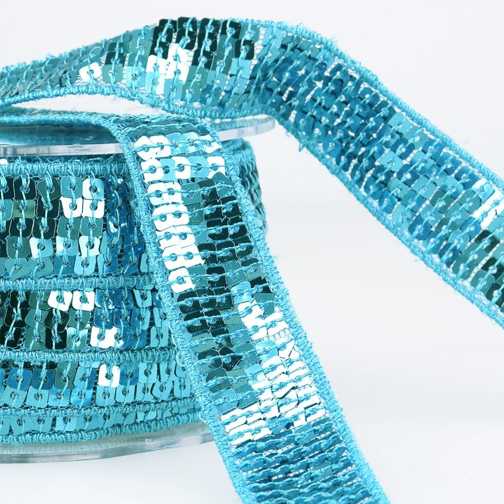 Stephanoise Sequin Trim Turquoise Blue
 