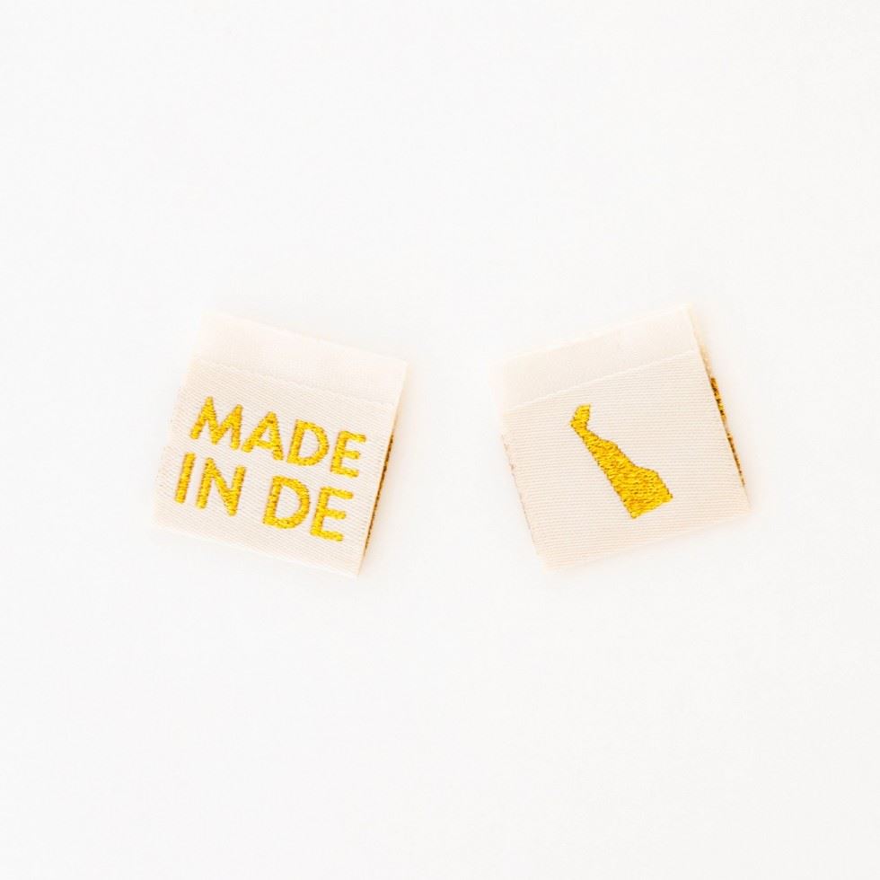 Sarah Hearts Made In My State Gold Woven Labels Delaware
 