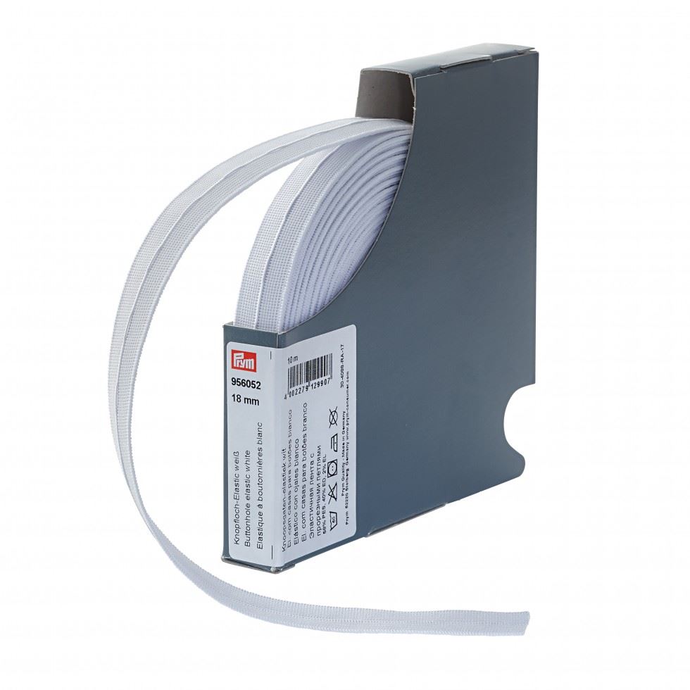Prym White Velour Buttonhole Elastic