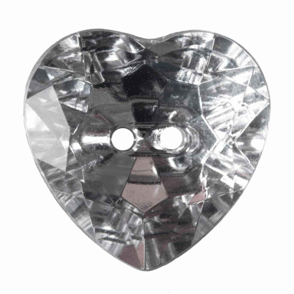 Hemline Clear Heart Faceted Buttons