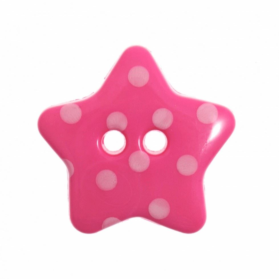 Hemline Pink Spotty Star Shape Buttons