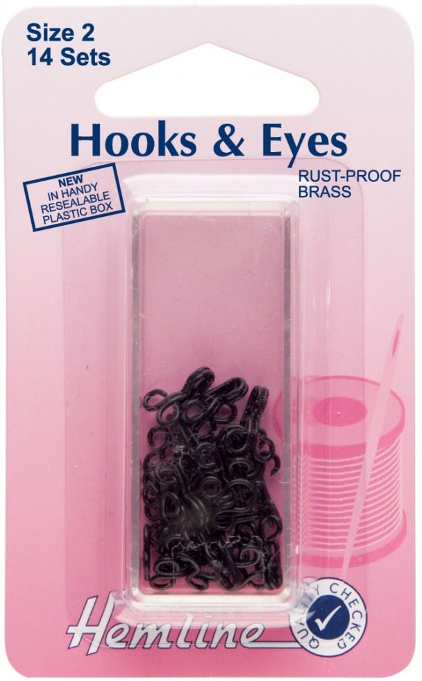 Hemline Black Hook & Eye Fastenings