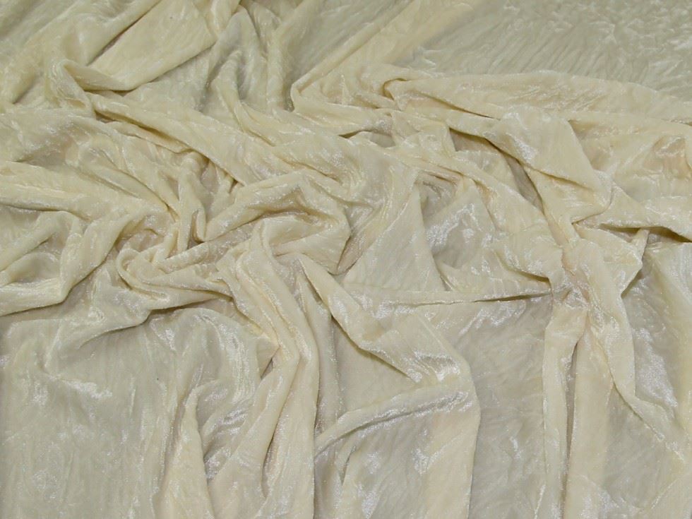 Deadstock Ice Crush Velvet Stretch Knit Fabric Cream
 