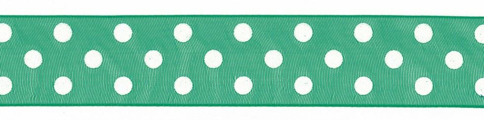 Berisfords 23 Emerald Sheer Dots Organza Ribbon