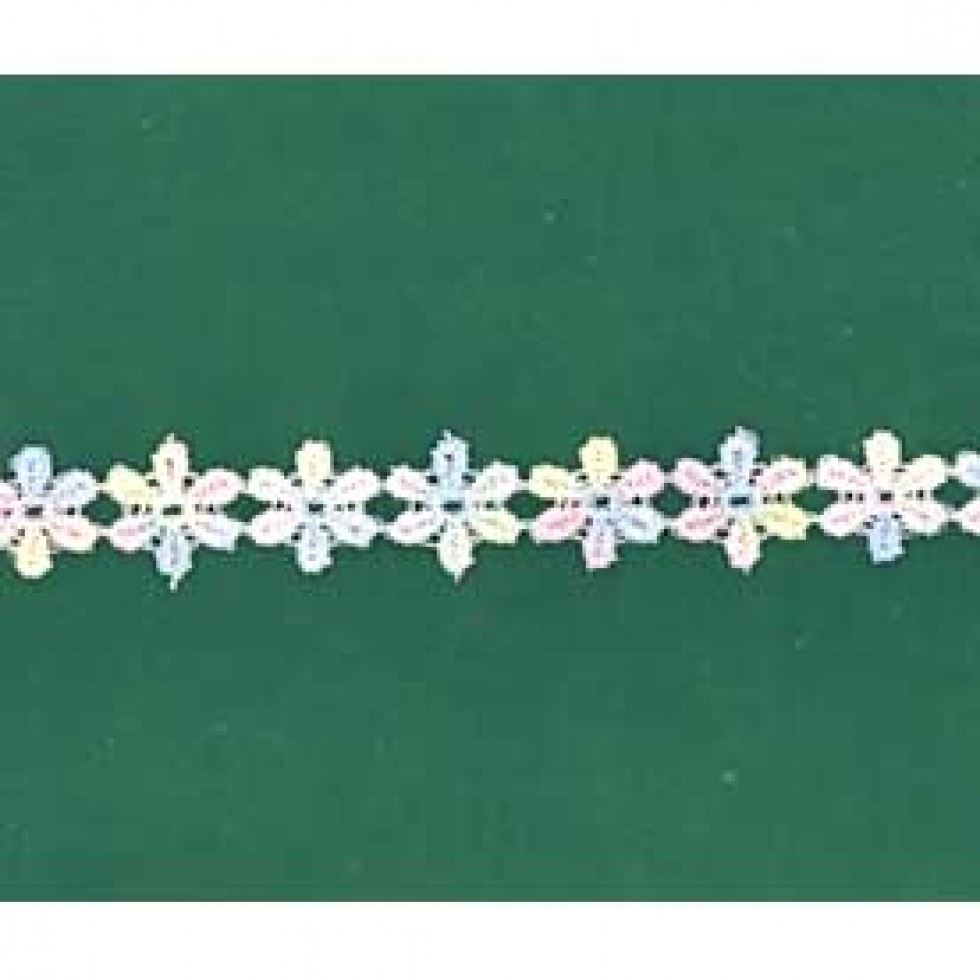 Pastel Multi Daisy Guipure Lace Trim