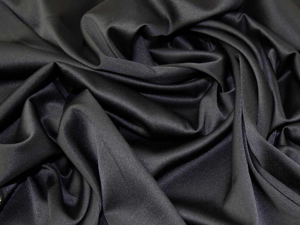 Lady Mcelroy Black Stretch Woven Polyester Sateen Fabric