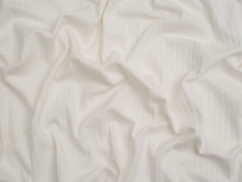 Minerva Core Range Baby Soft Cotton Rib Stretch Knit Fabric Ivory
 