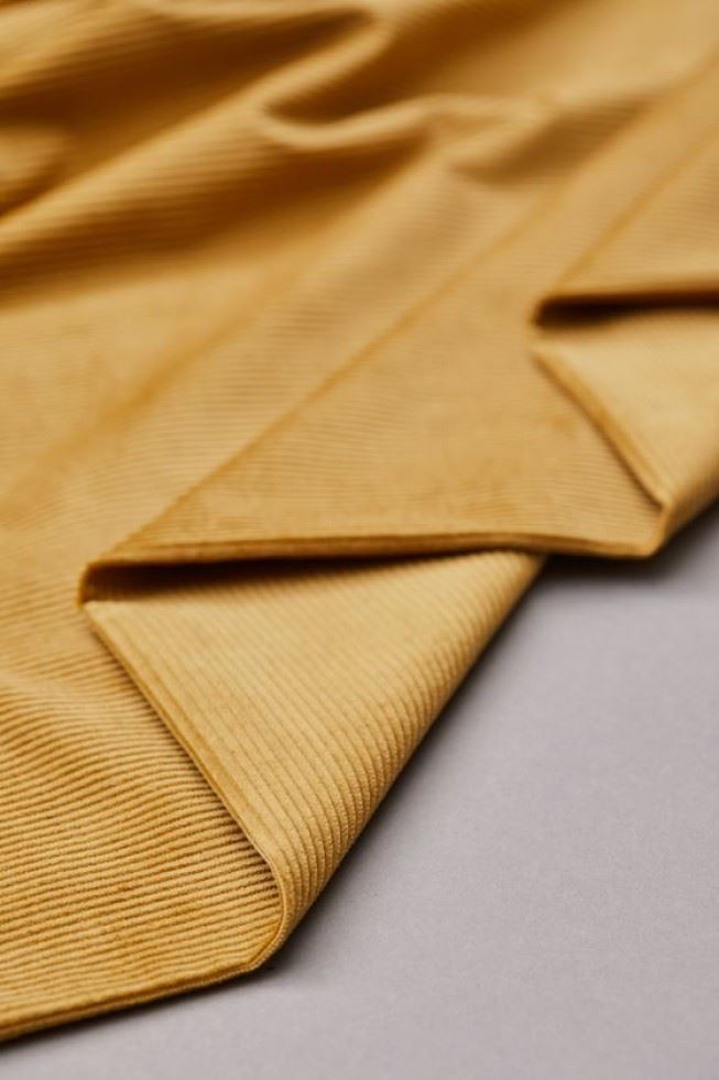 Mind The Maker Dry Mustard Organic Kora Stretch Woven Corduroy Fabric