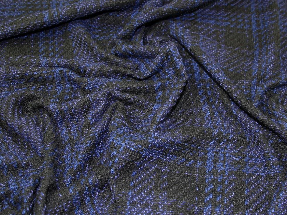 Lady Mcelroy Black & Blue Tweed Coating Fabric