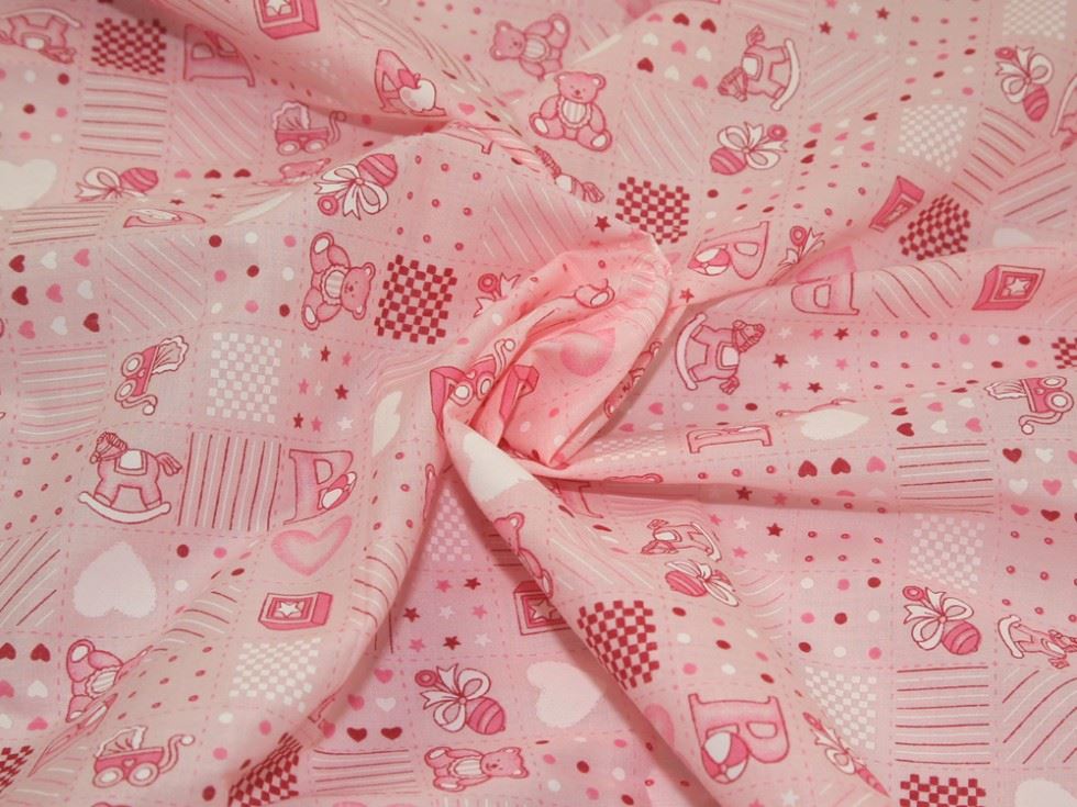 Pink Printed Polycotton Fabric