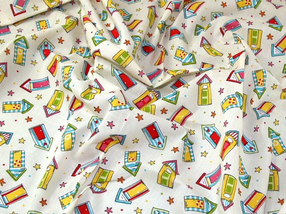 Cream Printed Polycotton Fabric