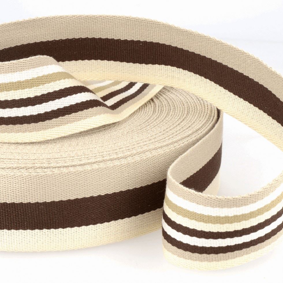 Stephanoise Double Sided Stripe Webbing Tape Browns
 