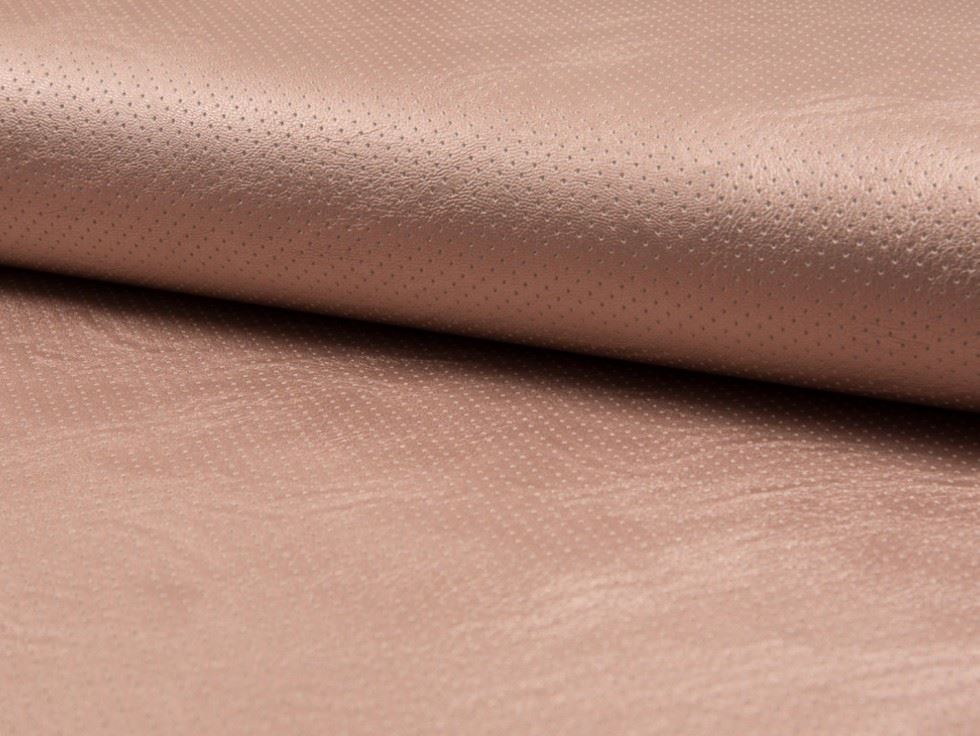 Deadstock Punched Faux Leather Stretch Knit Fabric Old Rose Pink
 