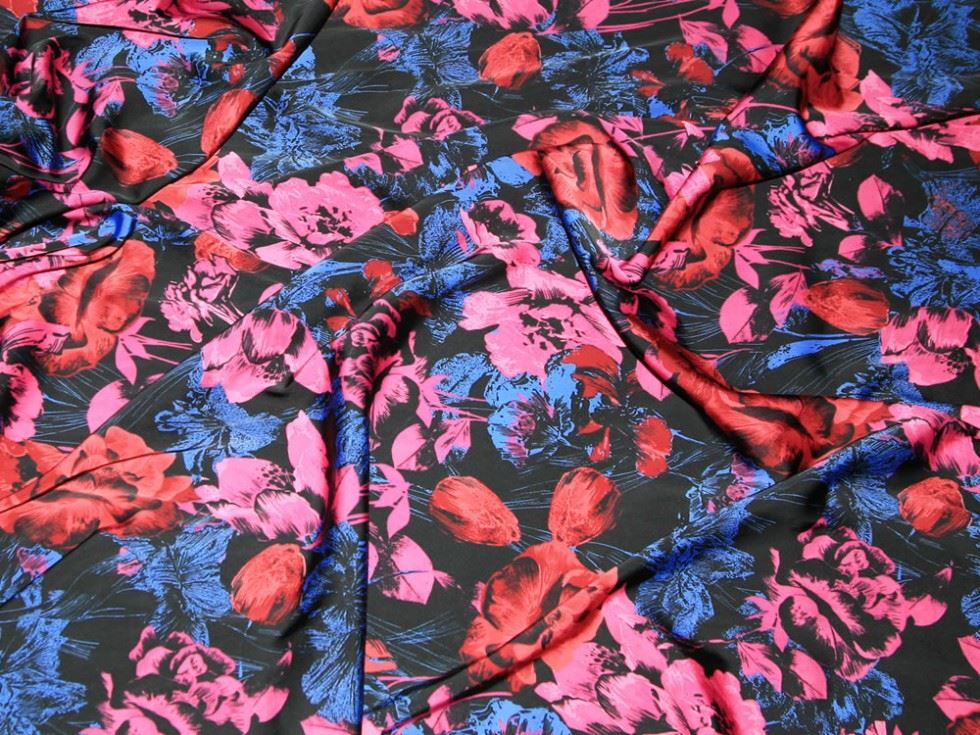 John Kaldor Ursula Stretch Woven Sateen Fabric Blue & Pink
 