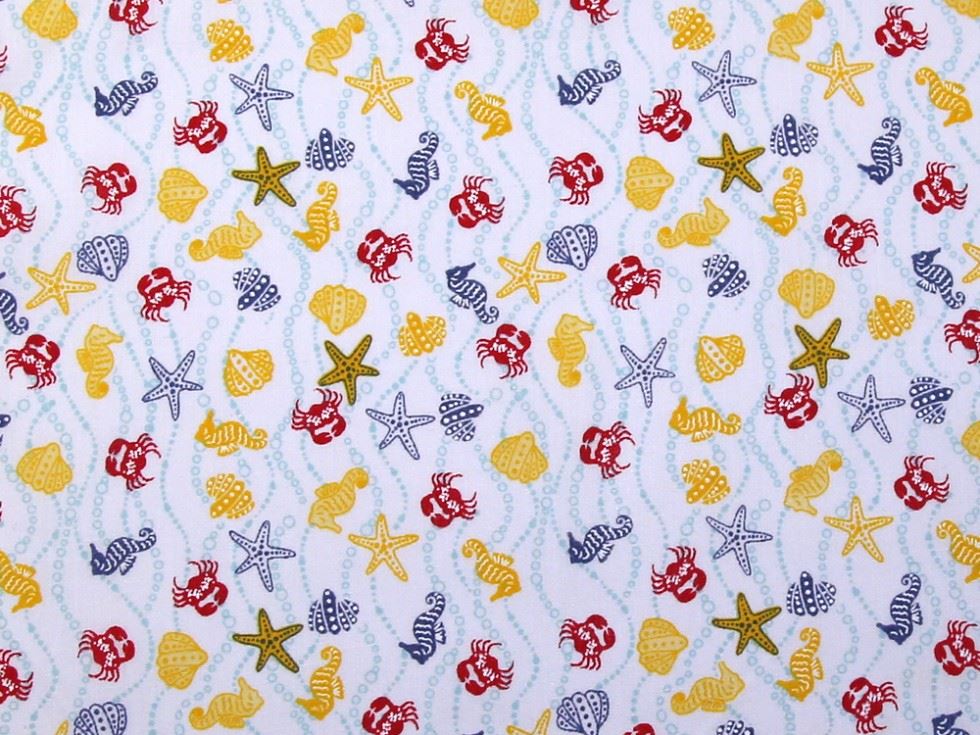 White Printed Polycotton Fabric