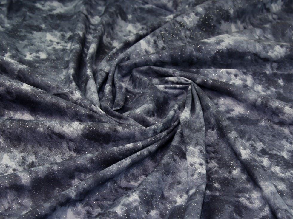Navy Deadstock Glitter 100% Cotton Fabric
