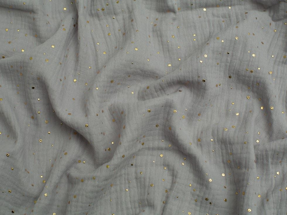 Minerva Core Range Foil Cotton Double Gauze Fabric Light Grey
 