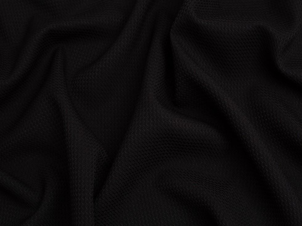 Recycled Polyester Textured Suiting Fabric Black
 