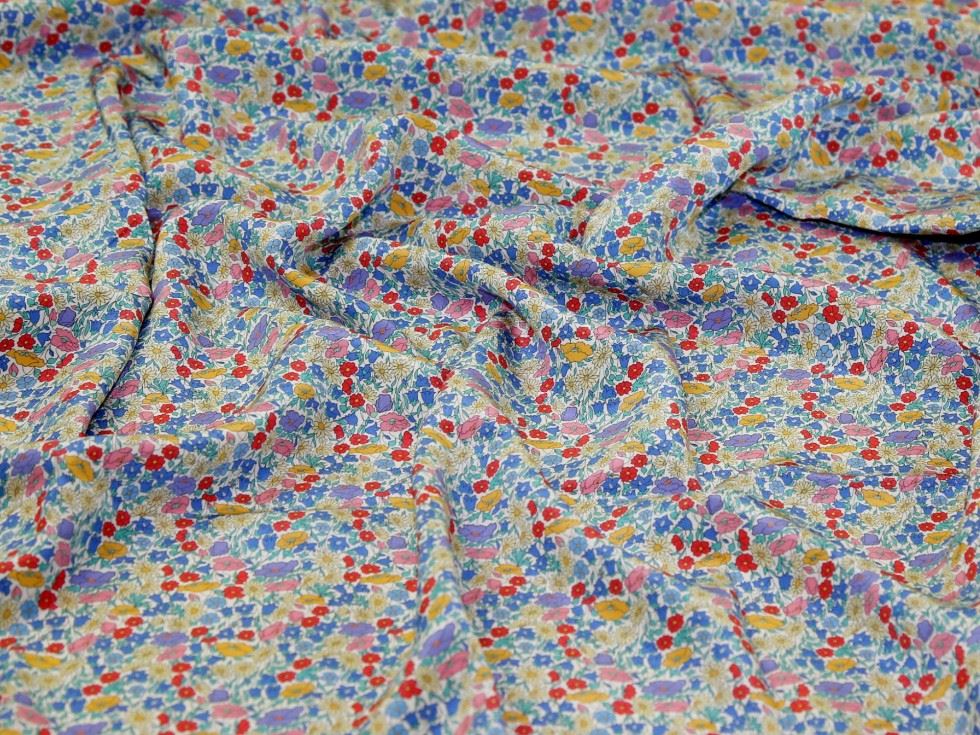 Liberty London Summer Poppy Park Kensington Silk Crepe De Chine Fabric